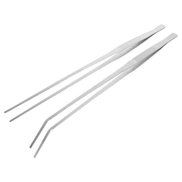 Aquarium Tweezers Set with Stainless Steel for Pet Use Straight and Curved Tips 2pcs Extra Long