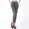 thumbnail image 7 of Neewe Womens Summer Casual Loose Striped Wide Leg Lounge Pants Solid Color Stretch Large Size Elastic Trousers-Gray Free Size, 7 of 7