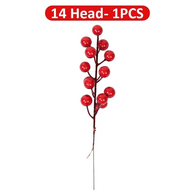 Ramo de flores artificiales de acebo y bayas falsas para Decoración de mesa, corona de navidad, regalos de Año Nuevo, bricolaje, 10/1 piezas