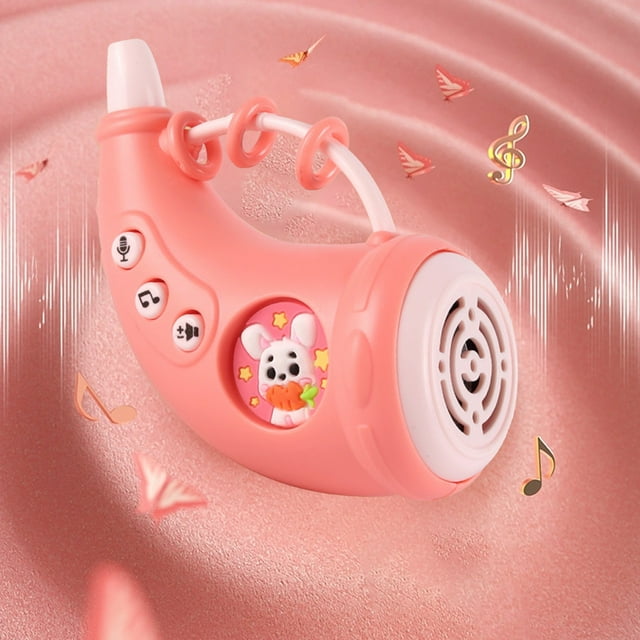 Uklsqma Microphone d'Enregistrement pour Enfants / Pendentif Casse-Tête Musical Multifonctionnel / Contrôle du Volume / Instrument de Musique Portable pour Éducation Précoce / Bleu Rose Brun / Intérieur Extérieur