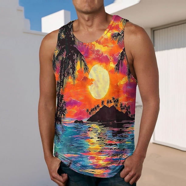 Camiseta sin mangas de cuello redondo para hombre, ropa deportiva para el hogar, pijamas, camiseta de color liso, blusa deportiva de poliéster para hombre