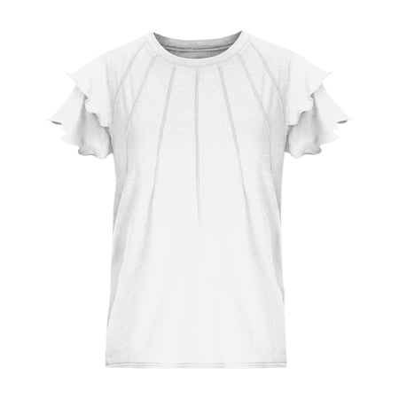 YunPes Girls Pleated Ruffle Short Sleeve Shirts Kids Summer Crewneck T-Shirts Fashion Summer Casual Slim Fit Tops Tees