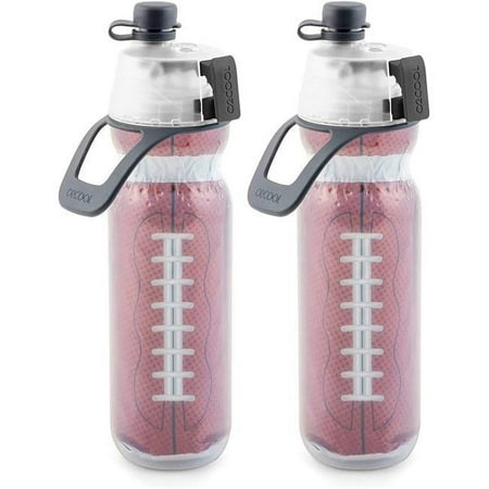 O2COOL Mist N Sip Water Bottle for Drinking & Misting, Football - Pack of 2
