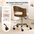 thumbnail image 3 of Ktaxon Office Computer Desk Chair with Rolling Wheels, Vanity Stool with Faux Leather Seat, Adjustable Task Chair for Study Make-up Dressing Beige, 3 of 8
