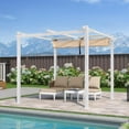thumbnail image 3 of PURPLE LEAF 10' x 10' Outdoor Retractable Pergola with Double Sun Shade Canopy and White Heavy-Duty Aluminum Frame Patio Modern Adjustable Canopy Pergola for Garden Deck and Backyard, Khaki, 3 of 12