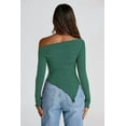 thumbnail image 3 of PRETTYGARDEN Women's Spring Long Sleeve Y2K Crop Top Trendy Off Shoulder Asymmetrical Fitted Knit Tee Shirts Going Out Tops, 3 of 8