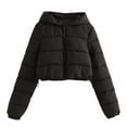 thumbnail image 4 of Generic Womens Cropped Puffer Jacket Winter Long Sleeve Zip Up Quilted Padded Short Coat, 4 of 7