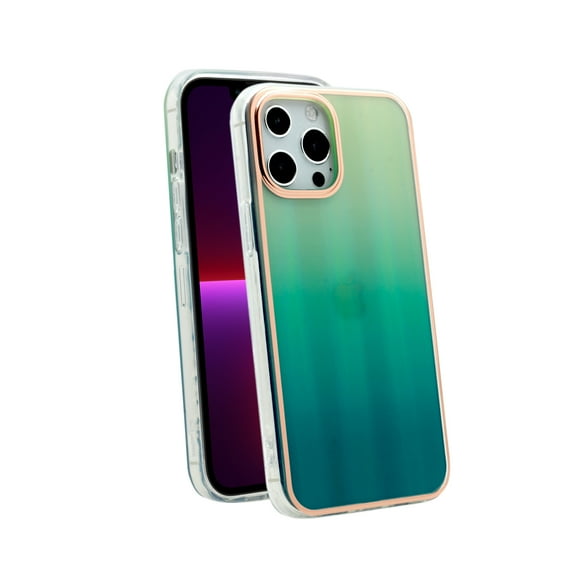 KIQ iPhone 12 Pro Max Case, Slim Durable Shockproof Anti Scratch Full Body Protection Cover for Apple iPhone 12 Pro Max (Aura Plating Clear/Green)