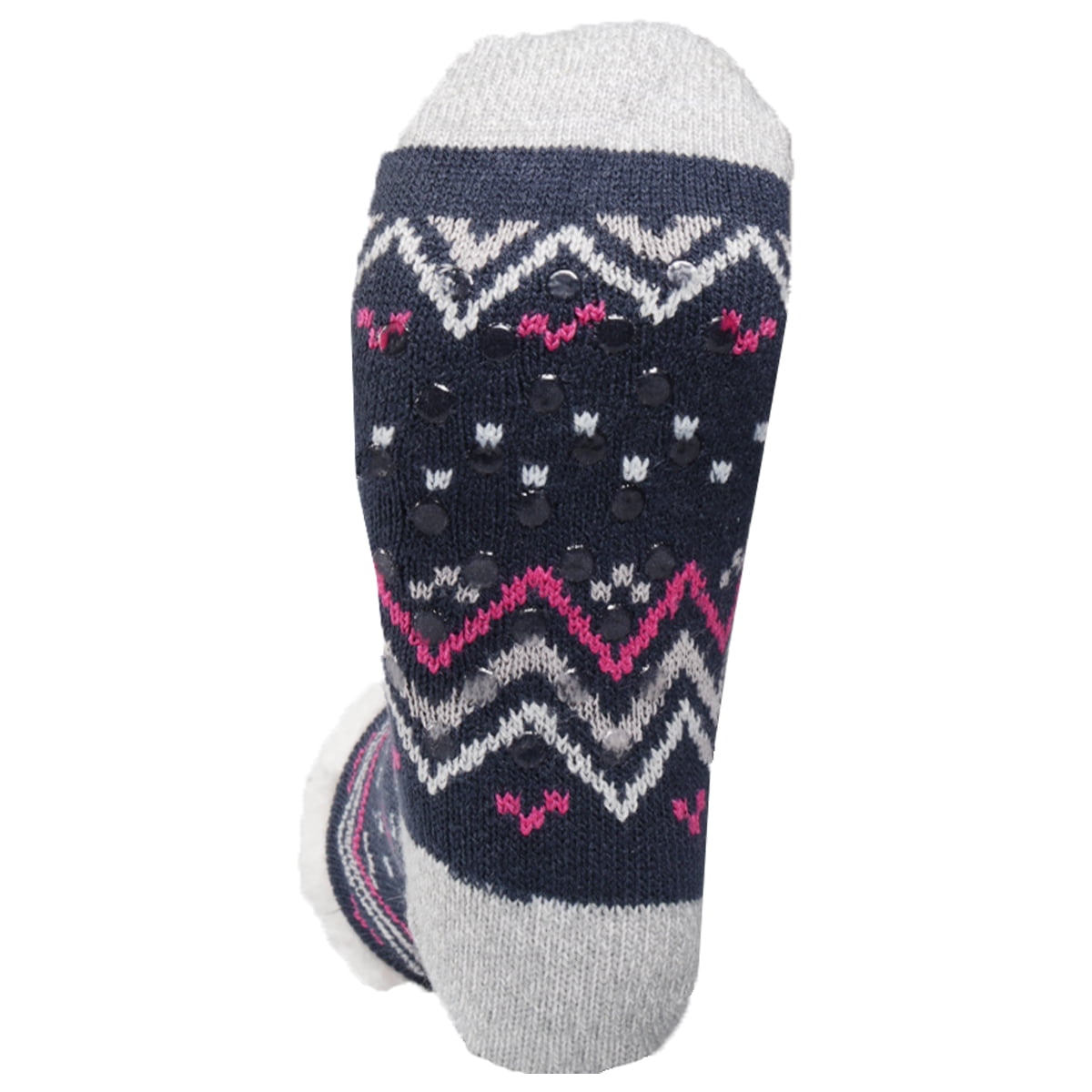 Treehouse Knit (2 Pack) Colorful Womens Thick Knit Winter Sherpa Fleece  Slipper Socks Grippers 