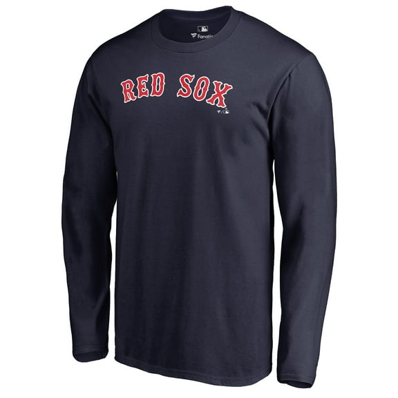 Men's Navy Boston Red Sox Team Wordmark Long Sleeve T-Shirt