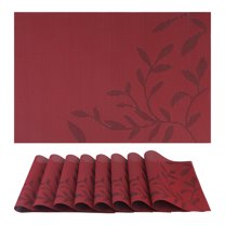 Farmhouse Placemats Set of 8 Woven Placemats for Dining Table Decor Indoor Washable Kitchen Table Mat Red 17.7*11.8inch