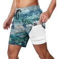 thumbnail image 3 of XFeng Men's 2 in 1 Swim Trunks, Print Board Shorts with Compression Liner, Quick Dry Beach Swim Shorts with Pockets, 3 of 5