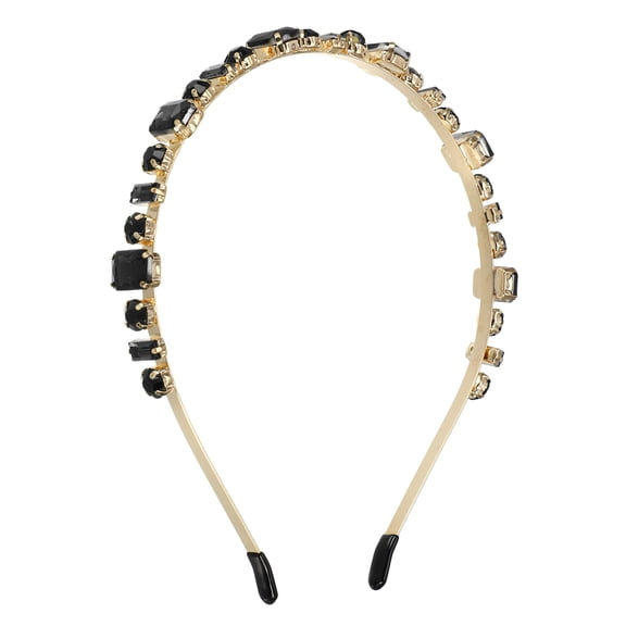 Unique Bargains Fashion Rhinestone Thin Head Bands Black