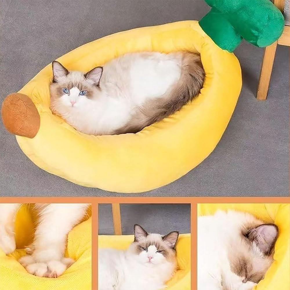 Banana Bed for Dogs, Banana Dog Bed, Pet Nest Cute Soft Washable Bananas Pet Beds with Removable Cushion