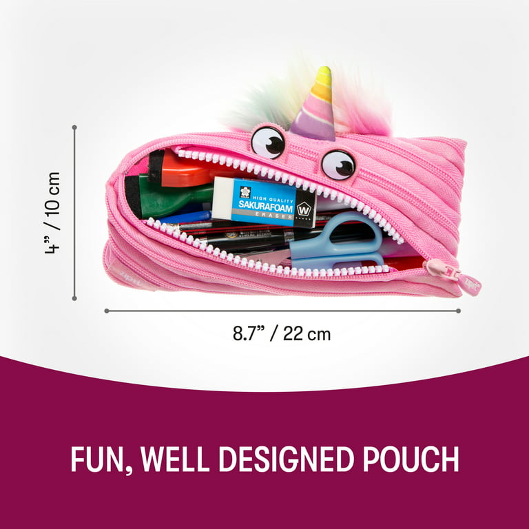 Zipit Unicorn Pencil Case Cute Pencil Pouch, (Pink Unicorn)