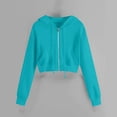 thumbnail image 4 of Holzkary Women's Casual Zip Up Drawstring Cropped Hoodie Hooded Crop Sweatshirts Jackets Top with Pockets Zipper Pocket Women Sweatshirt Tops Long Sleeve Casual Shirt Solid Women's Blouse Bu2 3Xl, 4 of 4