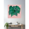 thumbnail image 2 of Monstera Leaves On Pink Background Poster Wall Art, Modern Wall Decor For Living Room Bedroom, 30x30 UNFRAMED, 2 of 3