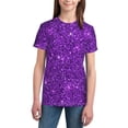 thumbnail image 2 of Fuzoiu Purple Glitter Print Youth Short Sleeve T-Shirt,Youth Dry-Fit Active Athletic T-Shirt,Short Sleeve Tops Tees for School, Sports, and Casual Wear, 2 of 4