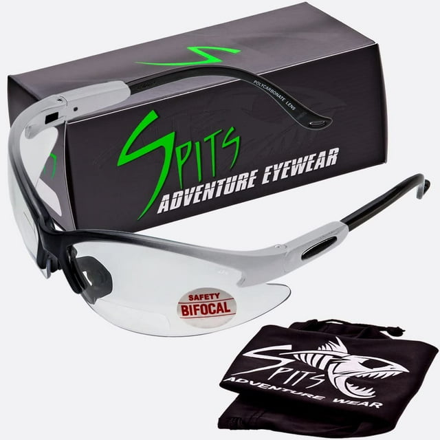 Spits Eyewear Cougar Bifocal Safety Glasses (Magnifier: 2.50, Frame Color: Silver)