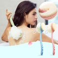 thumbnail image 4 of Paquete de 2 cepillos para el cuerpo de la ducha con cerdas y lufa, esponja de malla de baño para fregar la espalda con mango largo curvo para exfoliar la piel, cerdas de masaje Su, 4 of 4