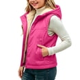 thumbnail image 2 of BCSIOAOI Girls Vest,Fleece Lined Full Zip Hooded Sleeveless Warm Vest with Pockets Hot Pink 5-6 Years, 2 of 8