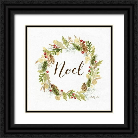 Talent, Kelley 26x26 Black Ornate Wood Framed with Double Matting Museum Art Print Titled - Noel Wreath