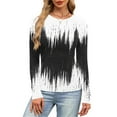 thumbnail image 5 of Uootdi Floral Printed Long Sleeve Shirts for Women Crew Neck Casual Slim Fit Basic T-Shirts Colorblock Lightweight Thermal Tops Gift, 5 of 6