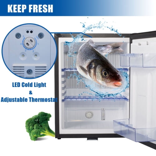 Smad 1.7 Cu ft Portable Absorption Mini Fridge No Noise Refrigerator with Lock, Adjustable Foot, Reversible Door