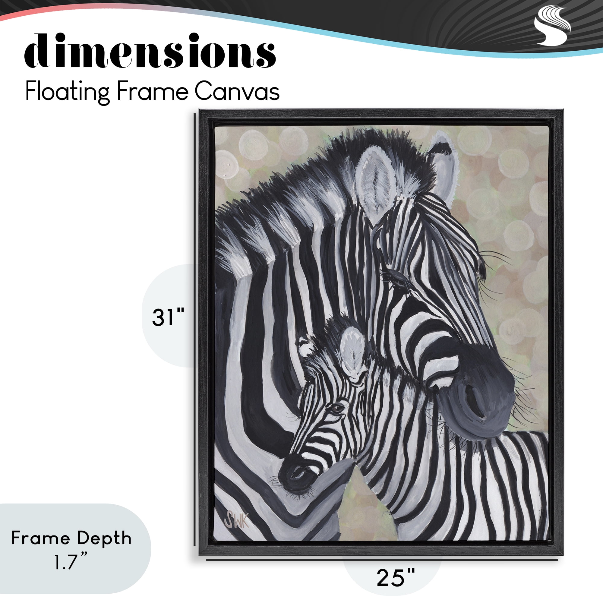 Stupell Industries Mama Zebra & Her Foal Black Framed Floater Canvas Wall Art, design by Sarah Waldron Kimball