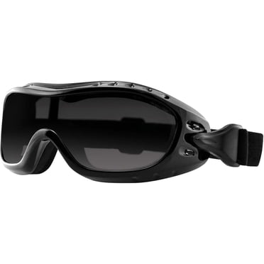 Gafas Bobster Bugeye - Montura Negra, Lentes Ahumadas, Tamaño único, Con Espuma Absorbente Y Diseño Ventilado Para Uso Bajo Casco