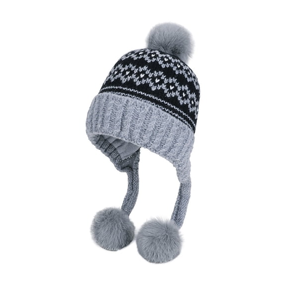 Ahabrexf Winter Hats for Women,Warm Knitted Fleece Pullover Cap with Ear Protection for Outdoor Wear