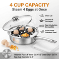 thumbnail image 5 of 4-Cup Egg Poacher Pan, 8" Stainless Steel Poached Egg Maker with 4 Nonstick Removable Cups & Glass Lid, Induction Compatible Egg Poaching Pan for Gas & Electric Stovetops, 5 of 12