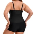 thumbnail image 4 of Agnes Orinda Women's Plus Size 2 Piece Bathing Suit Ruched Tankini Top Tummy Control Push Up Beach Pool Swimwear Set with Board Shorts 3X Black, 4 of 8