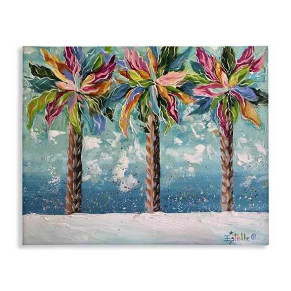 Stupell Industries Coastal Vivid Hue Palm Trees Canvas Art, 30 x 24, by Estelle Grengs