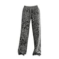 thumbnail image 4 of Bovemsi Womens Pants Women's Leopard Print Wide Leg Patched Elastic Waist Casual Loose Trousers Travel Pants, 4 of 4
