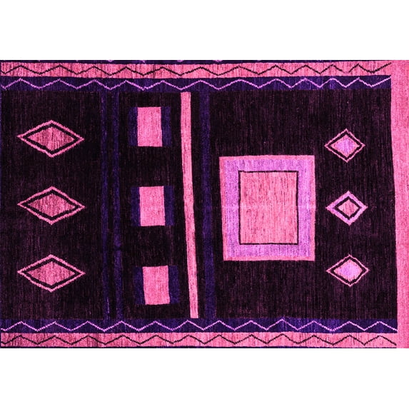 Ahgly Company Indoor Rectangle Oriental Pink Modern Area Rugs, 2' x 4'