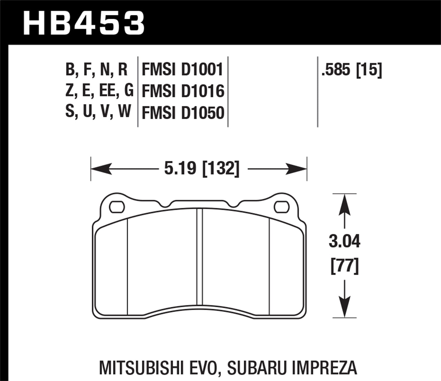 00-09 S2000 HB145G.570 Hawk 02-06 fits Acura Rsx 02-11 fits Honda Civic Si