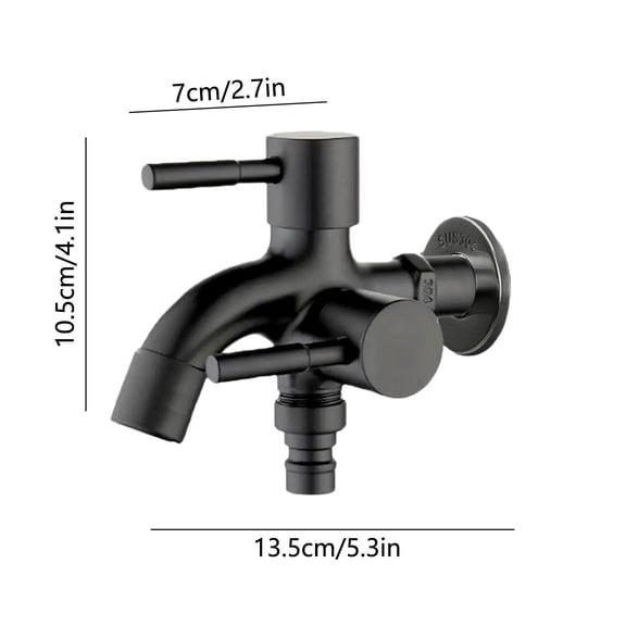 ToyKingdee Dual-Control Water Tap, 1-in-2 Outlet Stainless Steel Faucet for Garden, Balcony, and Laundry