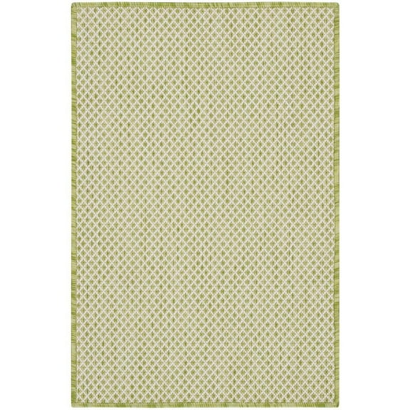 Nourison Courtyard Indoor/Outdoor Transitional Trellis Ivory Green 2' x 3' Area Rug