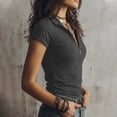 thumbnail image 5 of Women's Casual Fashion Zipper Collar Short Sleeve Top Black L, 5 of 5