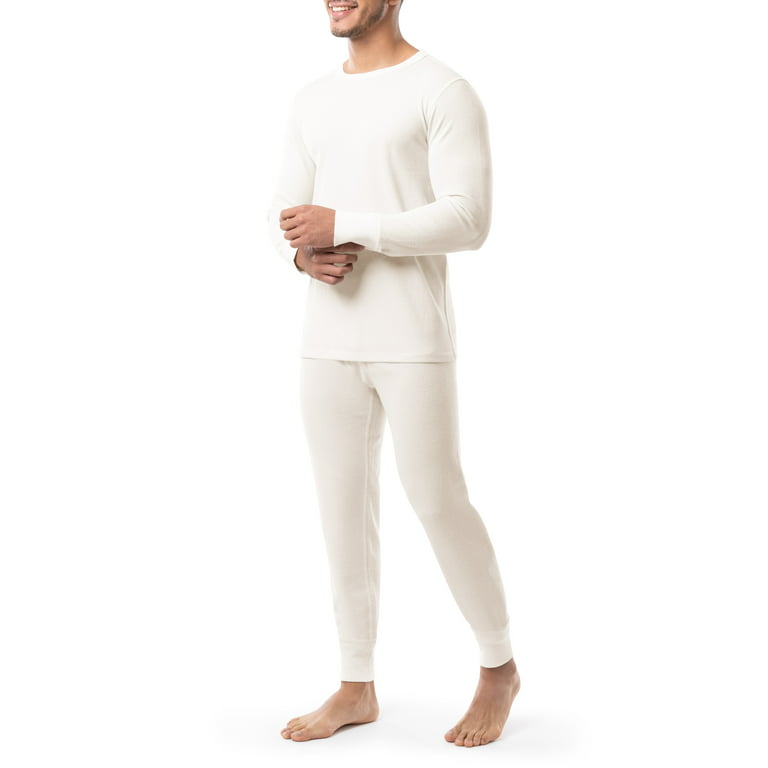 Extra Heavyweight Thermal Knit White Underwear - Long John Winter Clot