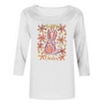 thumbnail image 6 of Fartey Plus Size Happy Easter Shirts for Women 2025 Trendy Crew Neck 3/4 Sleeve Tunic Tops Cute Bunny Printed Graphic Tees Dressy Casual Holiday Blouses White S-5XL, 6 of 6