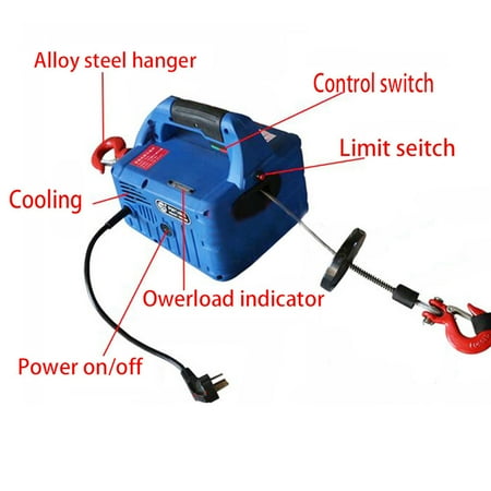 INTBUYING 450KGX7.6M Portable Household Electric Winch With Wireless Remote 110V