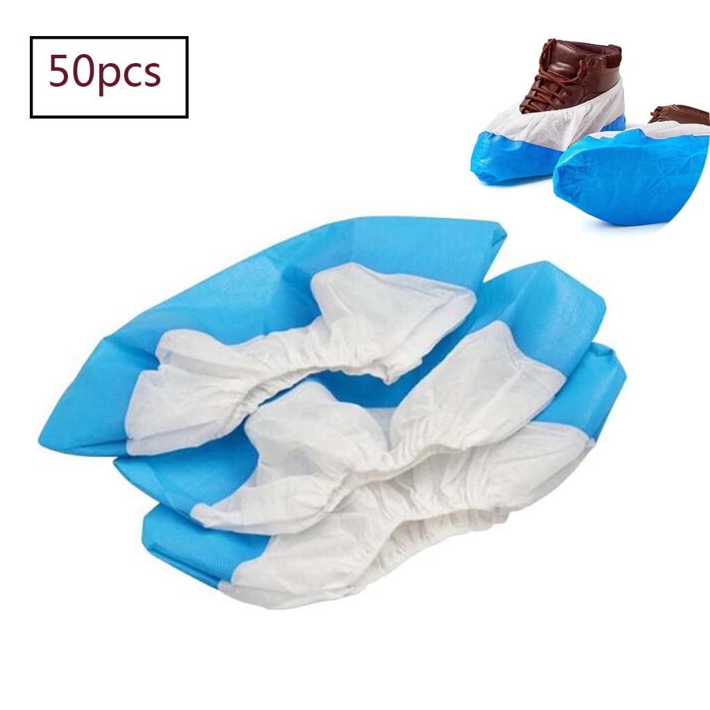 50pcs Blue Disposable Shoe Covers PE Plastic Dustproof Waterproof Shoes Cover 
