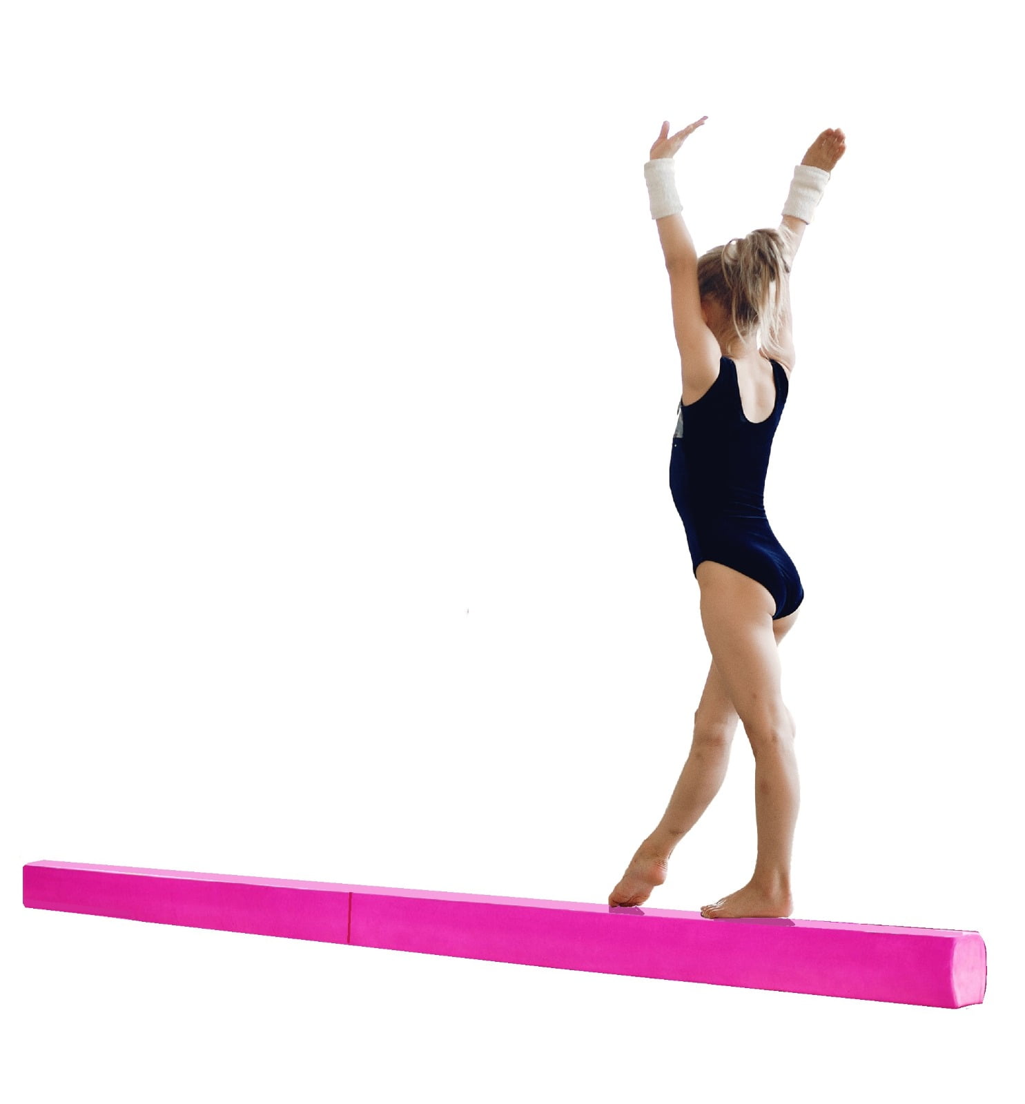 Pink 24" Faux Leather High Gymnastics Balance Beam Home Gym Training Equipment 
