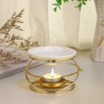 thumbnail image 3 of New Product,metal Essential Oil Burner Wax Melting Burner With Ceramic Bowl, Home Decor Tea Light Candle Holder Aroma Diffuser, Round (gold), 3 of 5