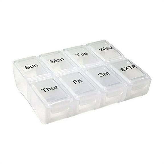7-Day Portable Pill Organizer with 8 Compartments, Weekly Travel Pill Box for Fish Oil Supplements Medication Management, Detachable Design
