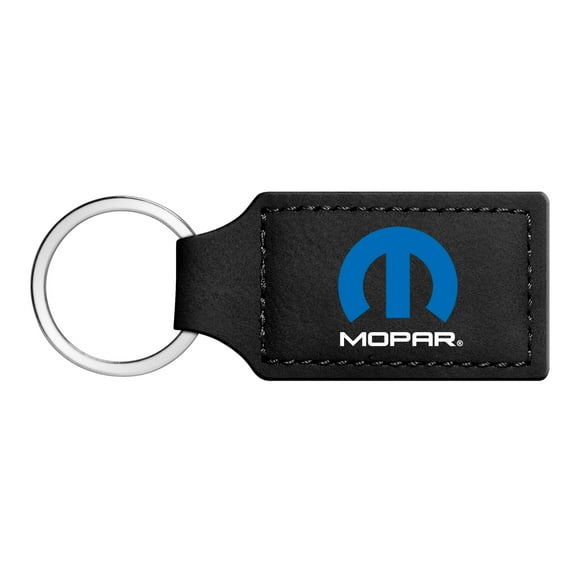Mopar Rectangular Black Leather Key Chain