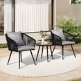 thumbnail image 2 of 3 Piece Outdoor Furniture Patio Bistro Set Balcony Furniture Durable String Conversation Sets Outdoor Patio Chairs Set for Porch Poolside Garden, 2 of 8