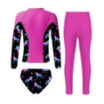 thumbnail image 2 of Doomiva Kids Girls 3 Pcs Rash Guard Swimsuits Upf 50+ Swim Coat Bikini Brief with Leggings Sporty Bathing Suits Hot Pink 12, 2 of 7